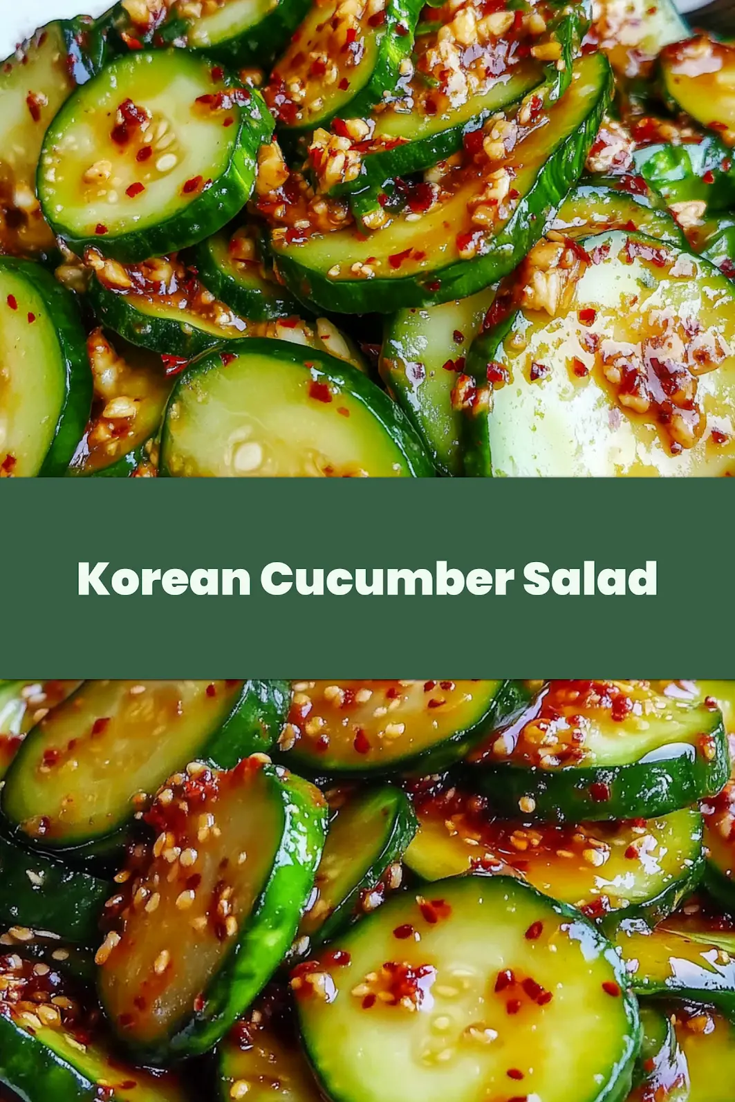 KOREAN CUCUMBER SALAD centered hero view, clean and uncluttered