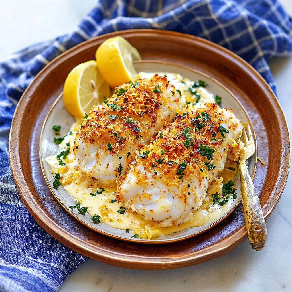 Lemon Butter Cod Recipe Easy Delicious Weeknight Dinner 3 Lemon butter cod recipe with golden seared fillets on a white plate