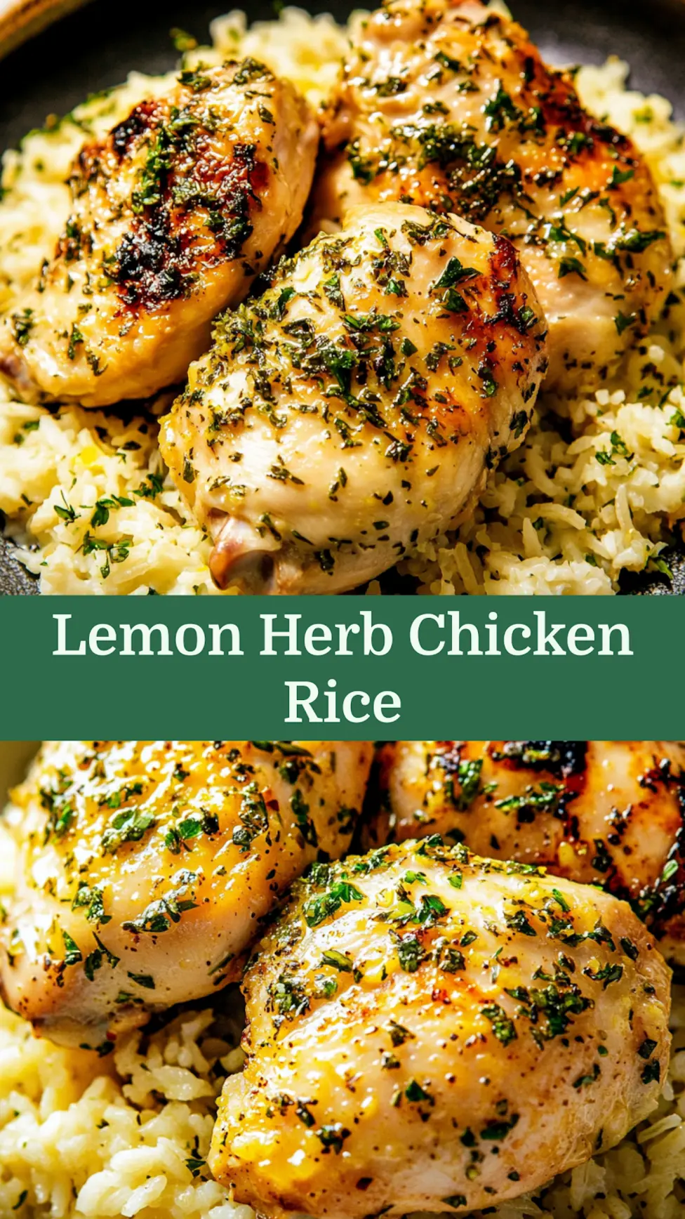 Lemon Herb Chicken and Rice Easy Weeknight Dinner 4 LEMON HERB CHICKEN AND RICE centered hero view, clean and uncluttered