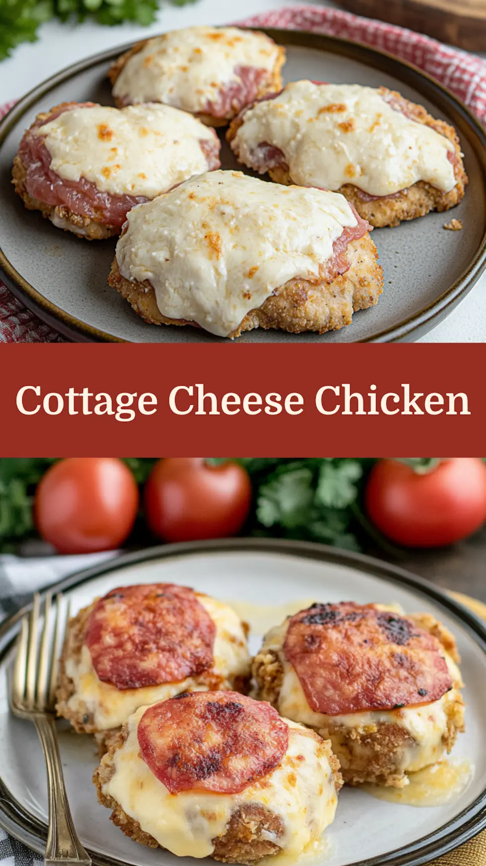 Low Carb Keto Cottage Cheese Chicken Easy Weeknight Dinner 4 LOW CARB KETO COTTAGE CHEESE CHICKEN centered hero view, clean and uncluttered