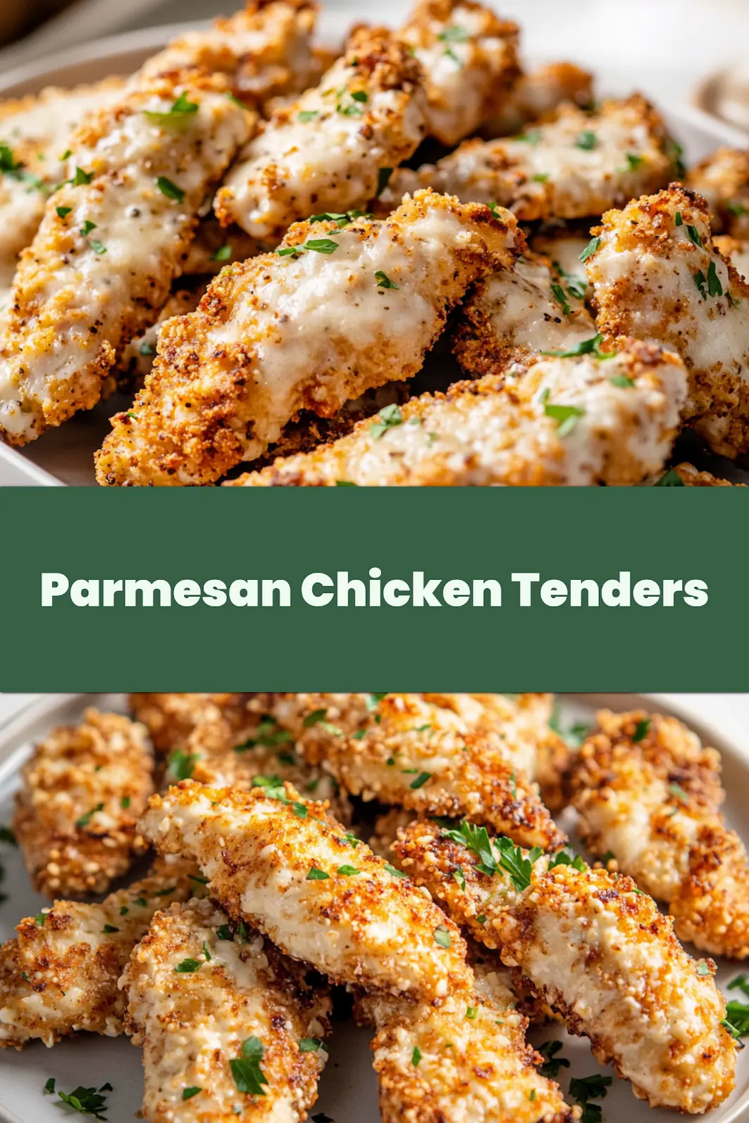 LOW CARB PARMESAN CHICKEN TENDERS AIR FRYER centered hero view, clean and uncluttered_pin