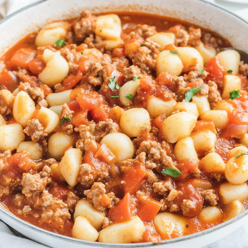 Old American Goulash Easy Comforting Weeknight Dinner 3 OLD AMERICAN GOULASH centered hero view, clean and uncluttered