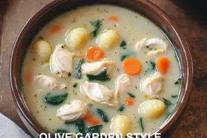 Olive Garden Style Chicken and Gnocchi Soup Easy Cozy Dinner OLIVE GARDEN STYLE CHICKEN AND GNOCCHI SOUP centered hero view, clean and uncluttered