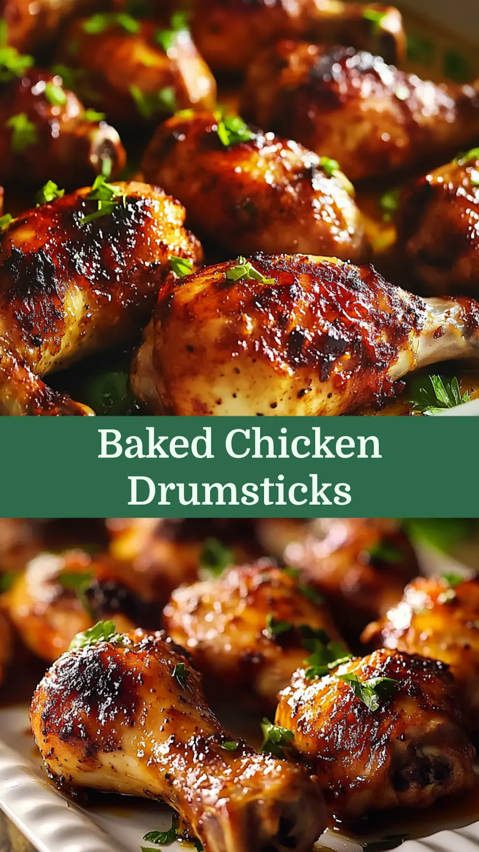 Pinterest pin image of crispy oven baked chicken drumsticks