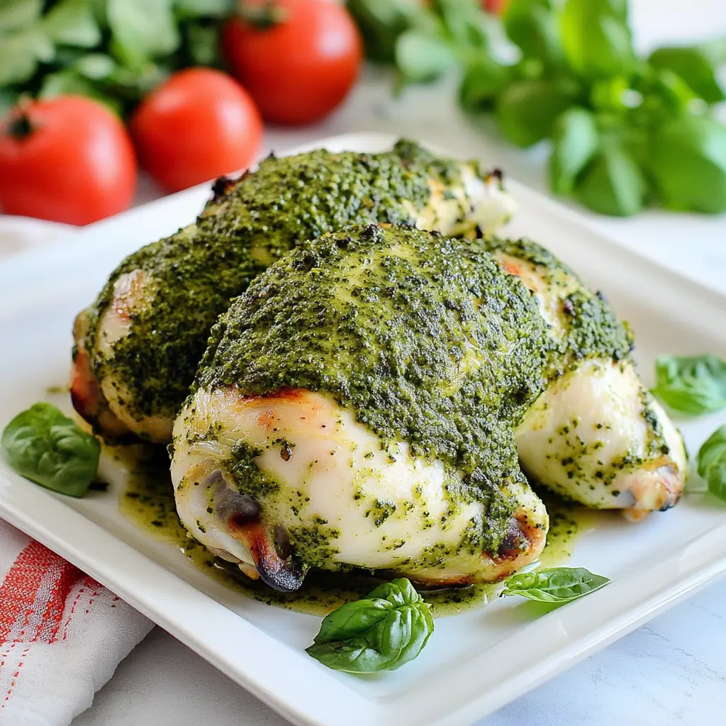 Quick Prep Baked Pesto Chicken centered hero view, clean and uncluttered