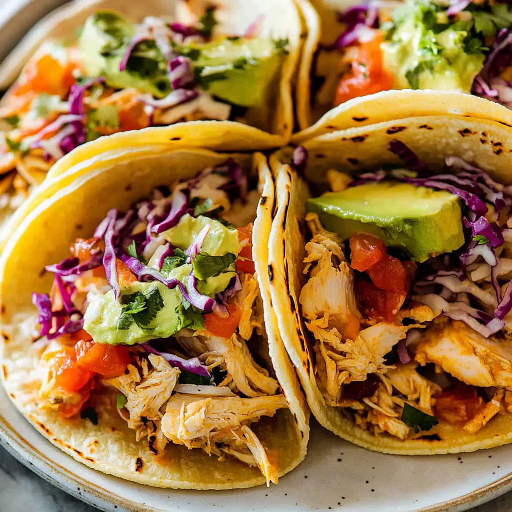 ROTISSERIE CHICKEN TACOS SPRING recipe, served and ready to eat, easy homemade dinner