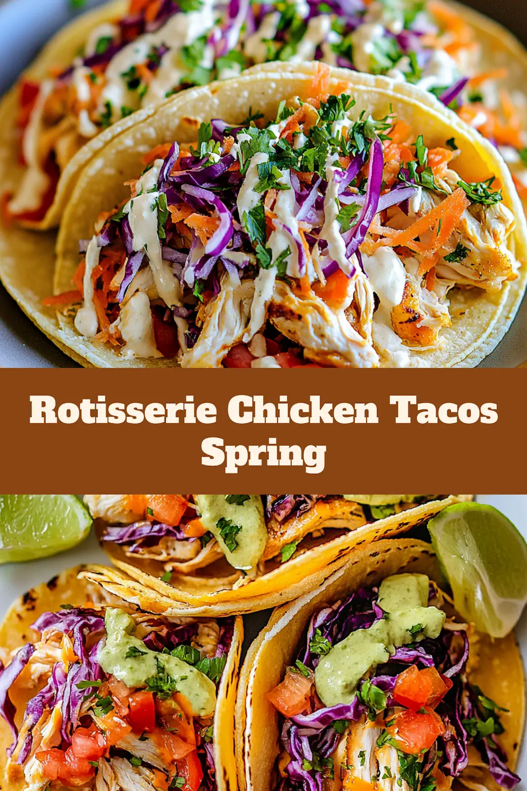 ROTISSERIE CHICKEN TACOS SPRING recipe, served and ready to eat, easy homemade dinner