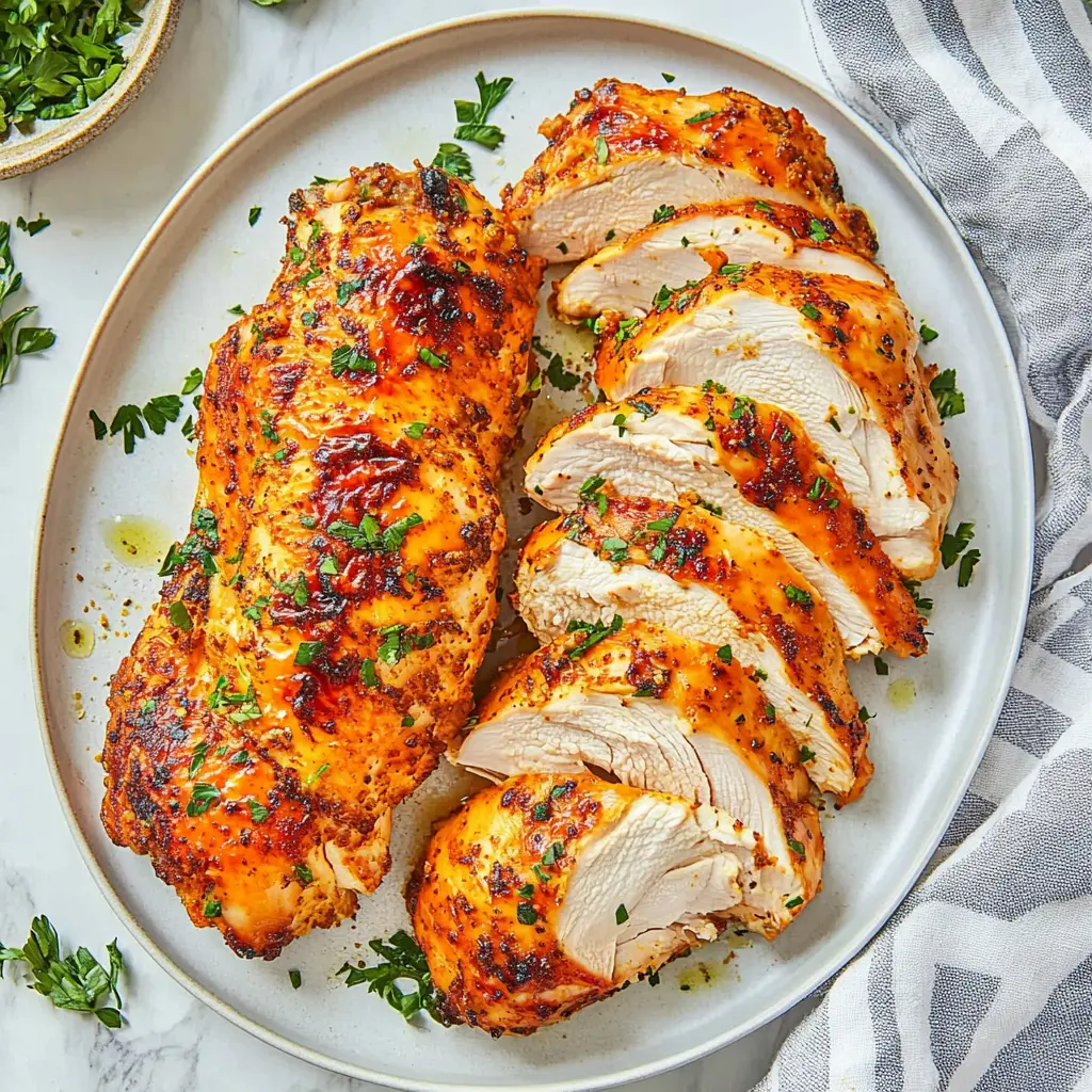 AIR FRYER CHICKEN BREAST EASY centered hero view, clean and uncluttered