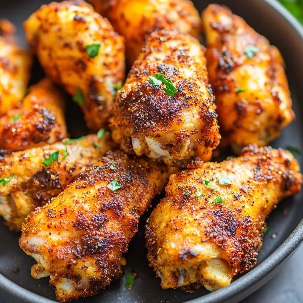 AIR FRYER CHICKEN WINGS CRISPY centered hero view, clean and uncluttered