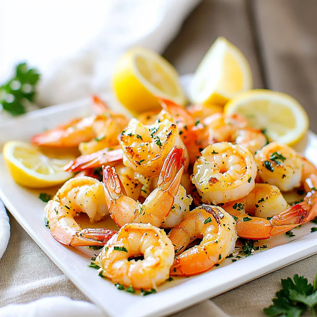Air Fryer Garlic Shrimp with Lemon Easy Weeknight Dinner 2 AIR FRYER GARLIC SHRIMP WITH LEMON centered hero view, clean and uncluttered