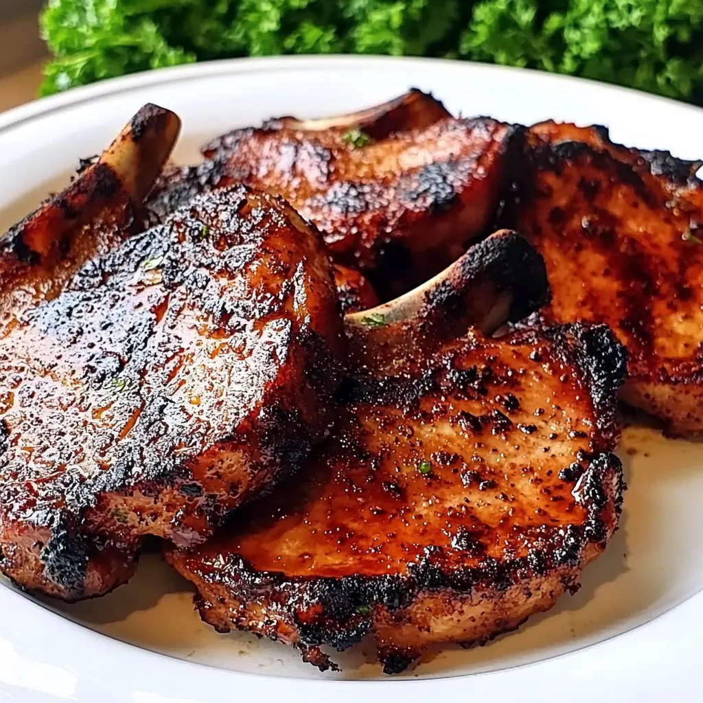 Best Damn Air Fryer Pork Chops Easy Weeknight Dinner 2 BEST DAMN AIR FRYER PORK CHOPS centered hero view, clean and uncluttered