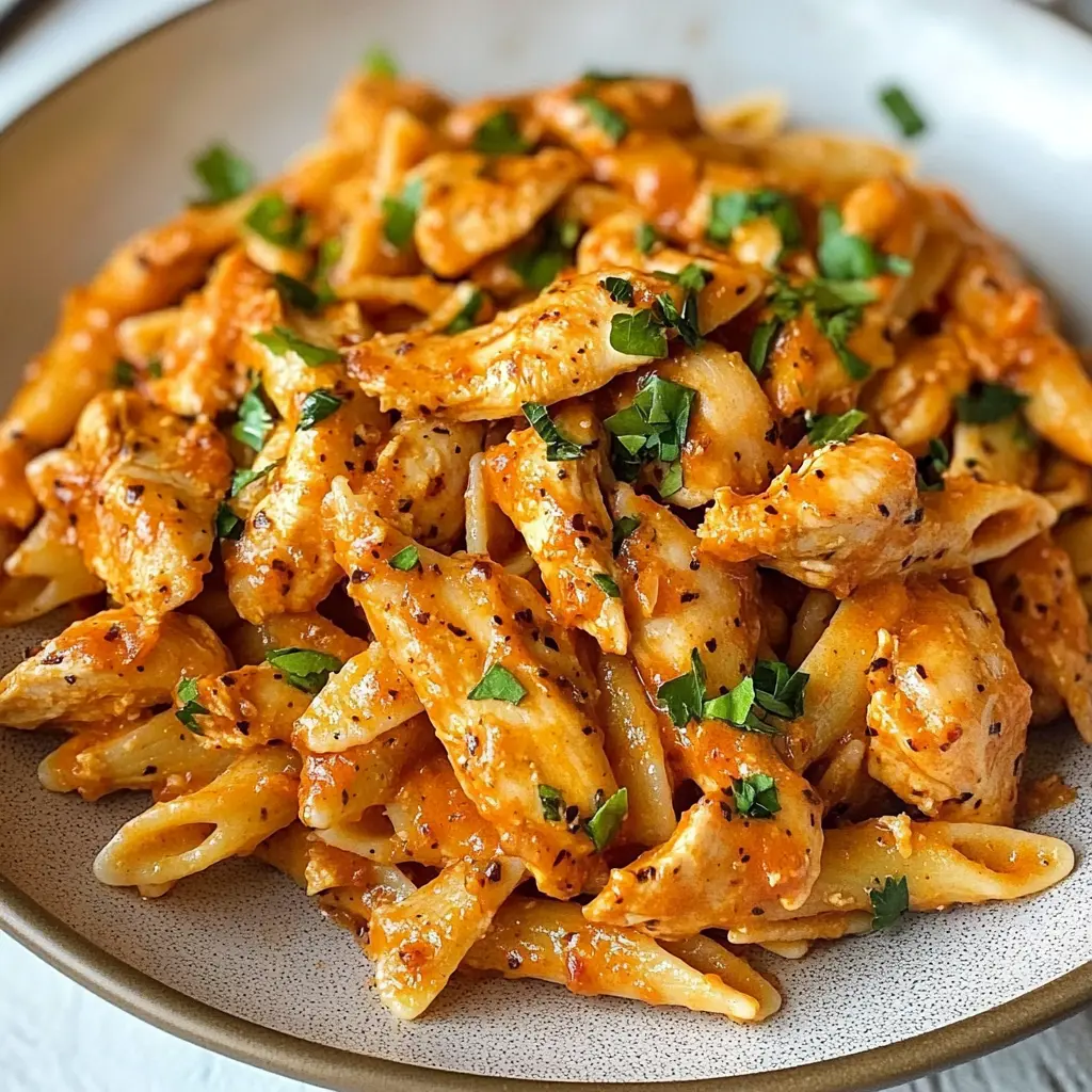 CAJUN CHICKEN PASTA RECIPE centered hero view, clean and uncluttered