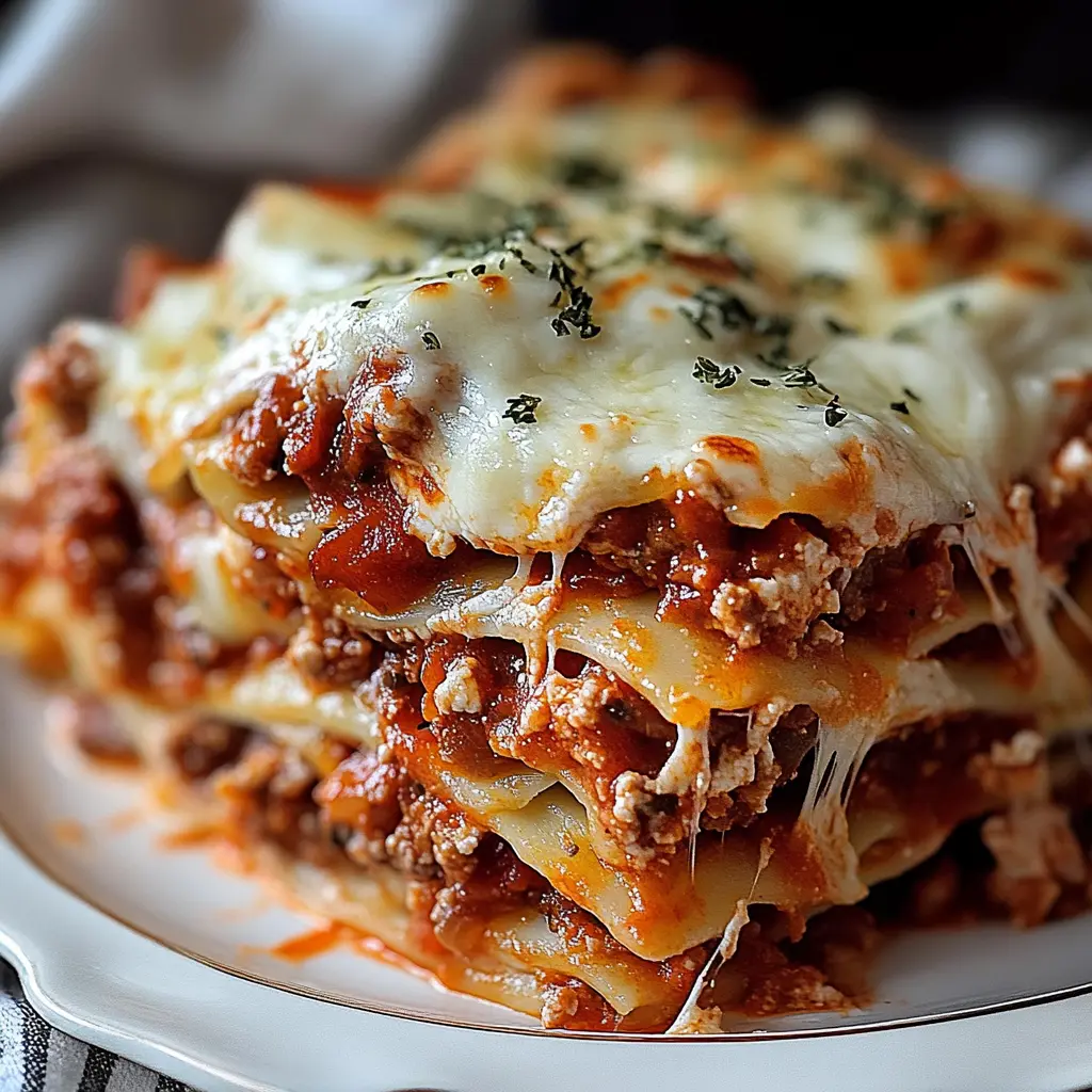 Classic Lasagna Recipe with Ricotta Cheese Easy Dinner 2 CLASSIC LASAGNA RECIPE WITH RICOTTA CHEESE centered hero view, clean and uncluttered