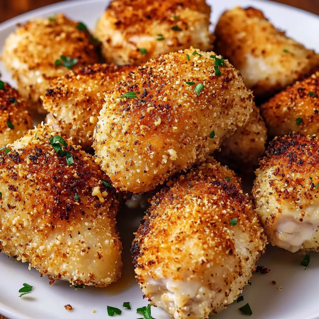 CRISPY AIR FRYER PARMESAN CHICKEN centered hero view, clean and uncluttered