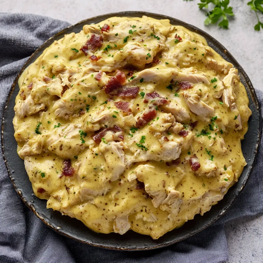 Crock Pot Crack Chicken Recipe Easy Delicious Dinner 2 CROCK POT CRACK CHICKEN centered hero view, clean and uncluttered