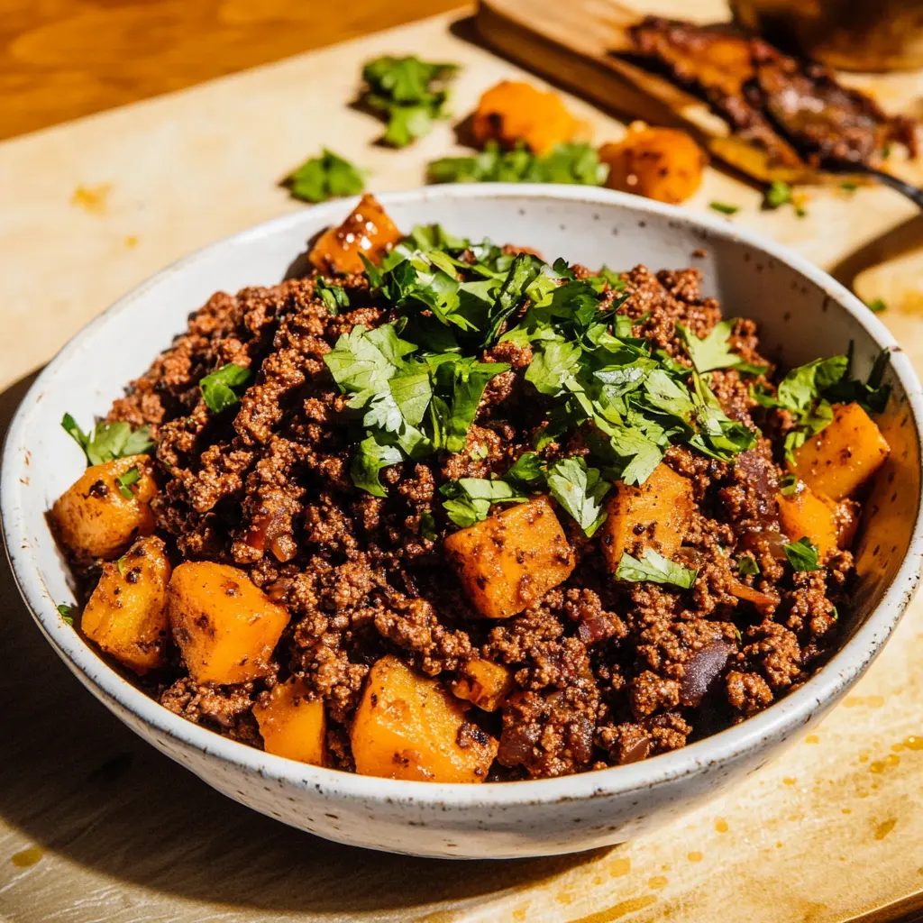 High Protein Ground Beef Bowl Meal Prep Easy Dinner 2 HIGH PROTEIN GROUND BEEF BOWL MEAL PREP centered hero view, clean and uncluttered