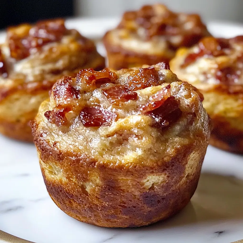 HIGH PROTEIN MAPLE BACON PANCAKE MUFFINS centered hero view, clean and uncluttered