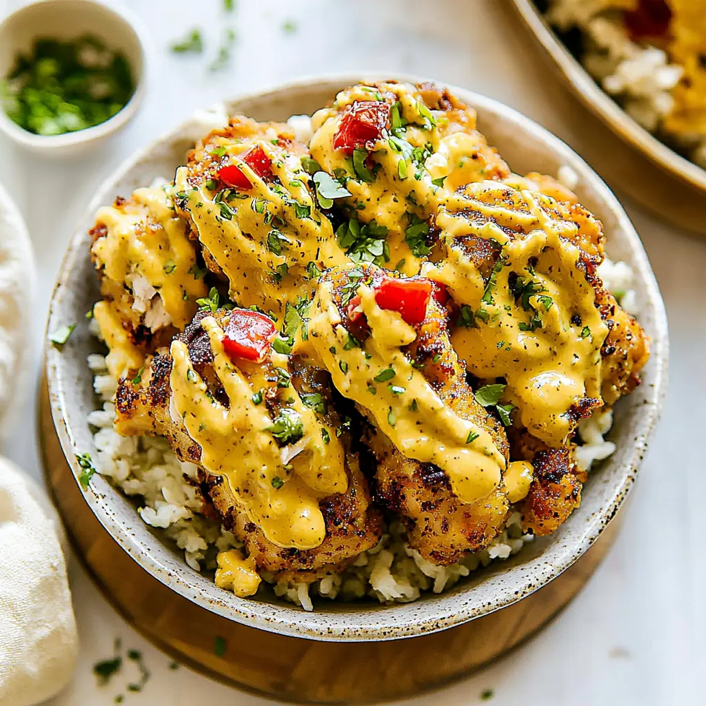 HONEY MUSTARD PRETZEL CHICKEN BOWLS centered hero view, clean and uncluttered