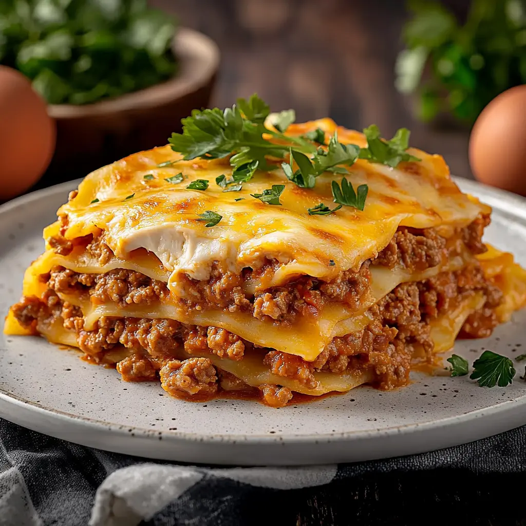 Low-Carb Egglife Lasagna Easy Weeknight Dinner Recipe 2 LOW CARB EGGLIFE LASAGNA centered hero view, clean and uncluttered