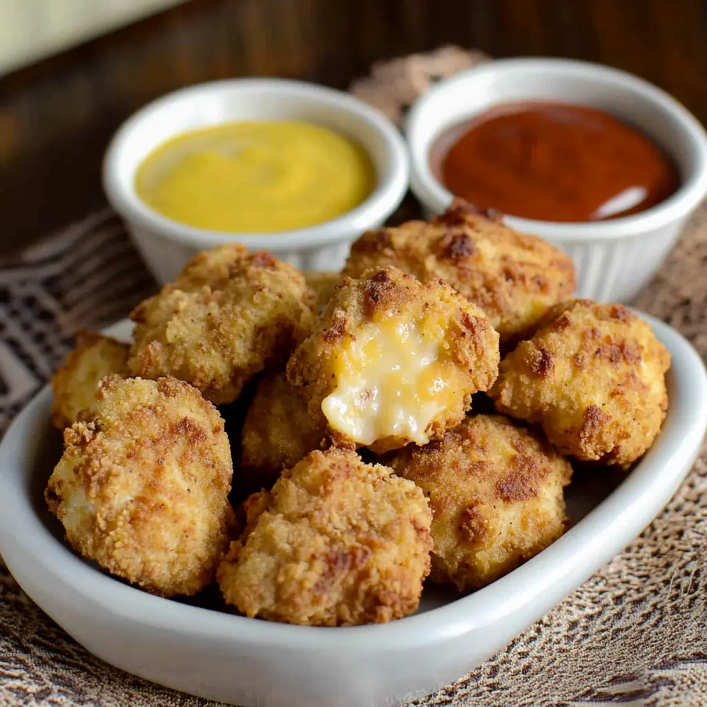 LOW CARB KETO COTTAGE CHEESE CHICKEN NUGGETS centered hero view, clean and uncluttered