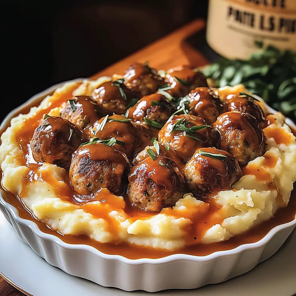 MEATBALL AND MASHED POTATO BAKE centered hero view, clean and uncluttered