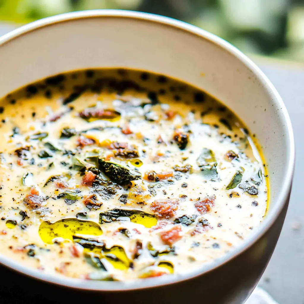 OLIVE GARDEN ZUPPA TOSCANA SOUP centered hero view, clean and uncluttered