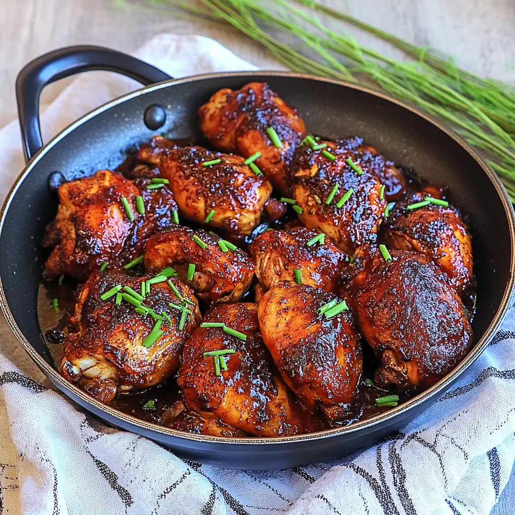 ONE PAN CHICKEN THIGHS 45 MINUTES centered hero view, clean and uncluttered