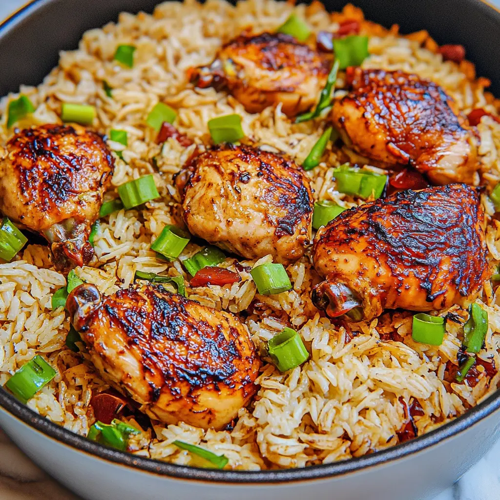 ONE POT CHICKEN AND RICE centered hero view, clean and uncluttered