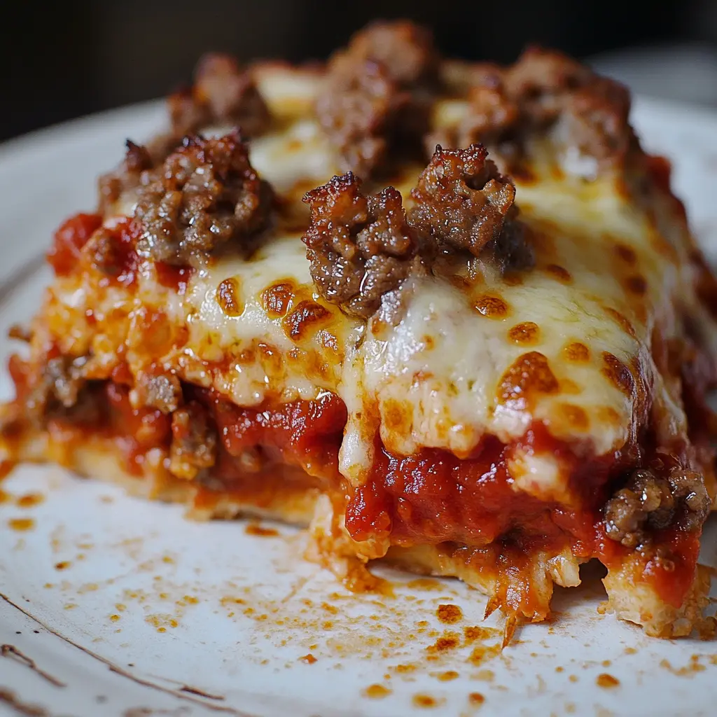 PIZZA CASSEROLE LOW CARB centered hero view, clean and uncluttered