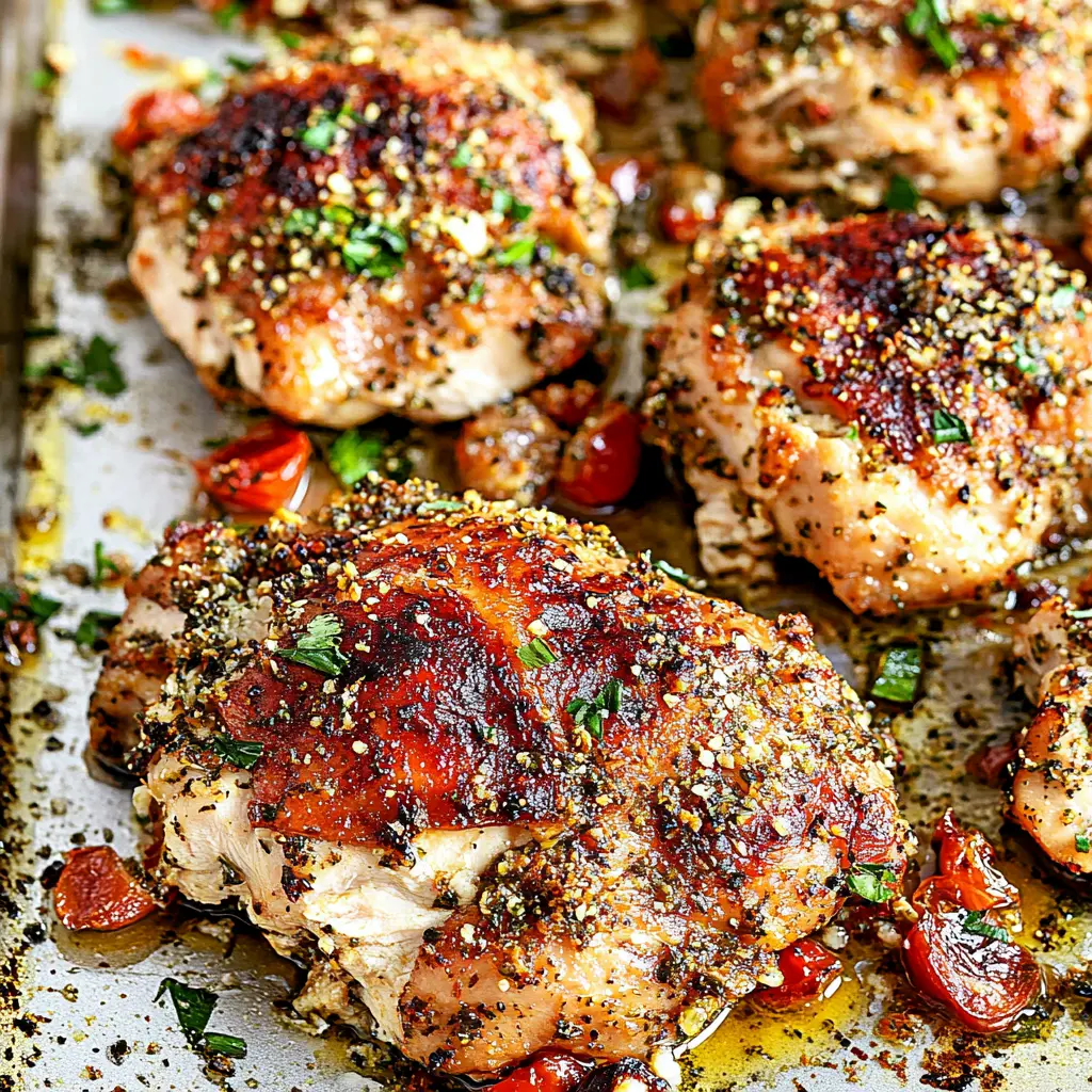 Sheet Pan Chicken recipe, served and ready to eat, easy homemade dinner