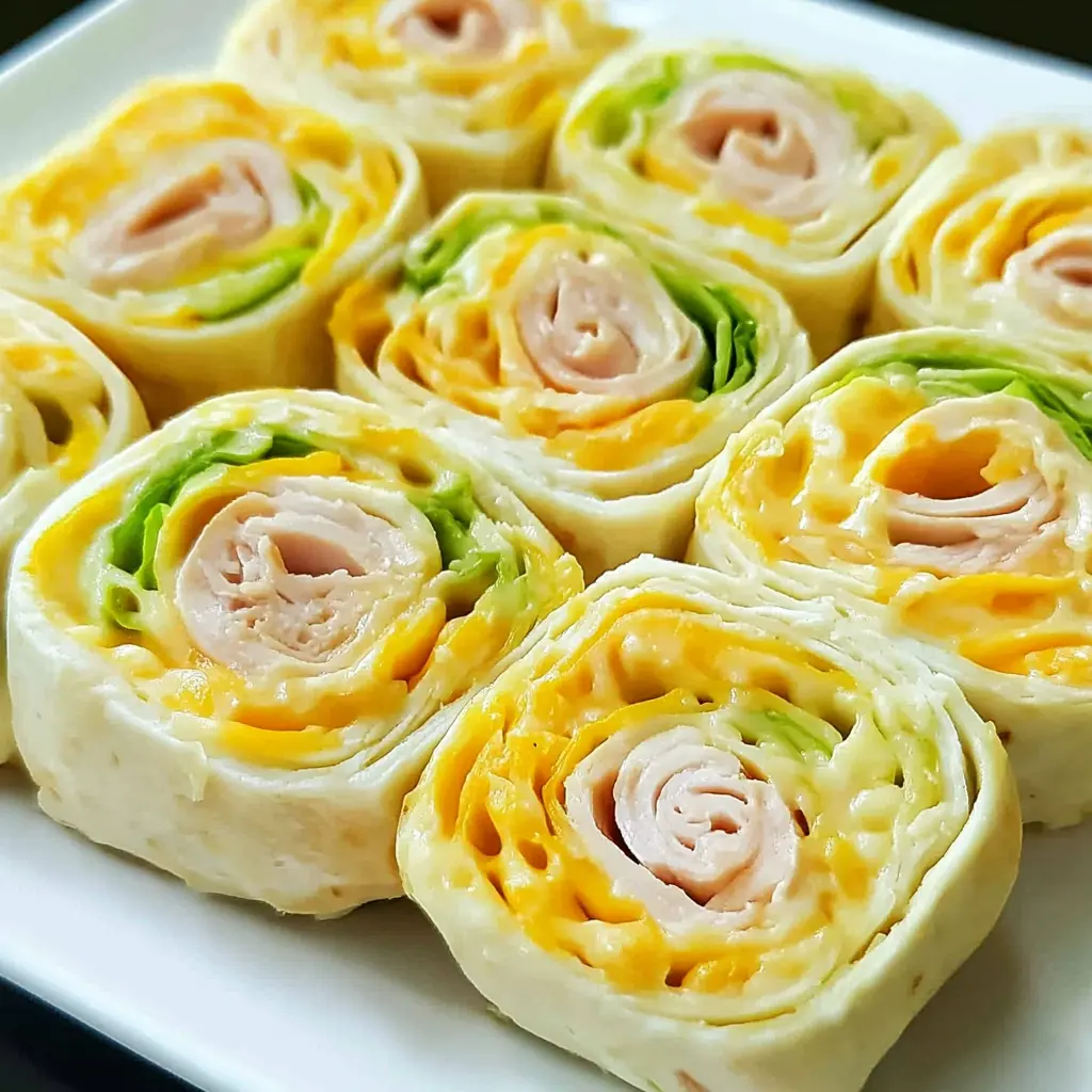 TURKEY CHEDDAR LUNCH ROLL-UPS centered hero view, clean and uncluttered