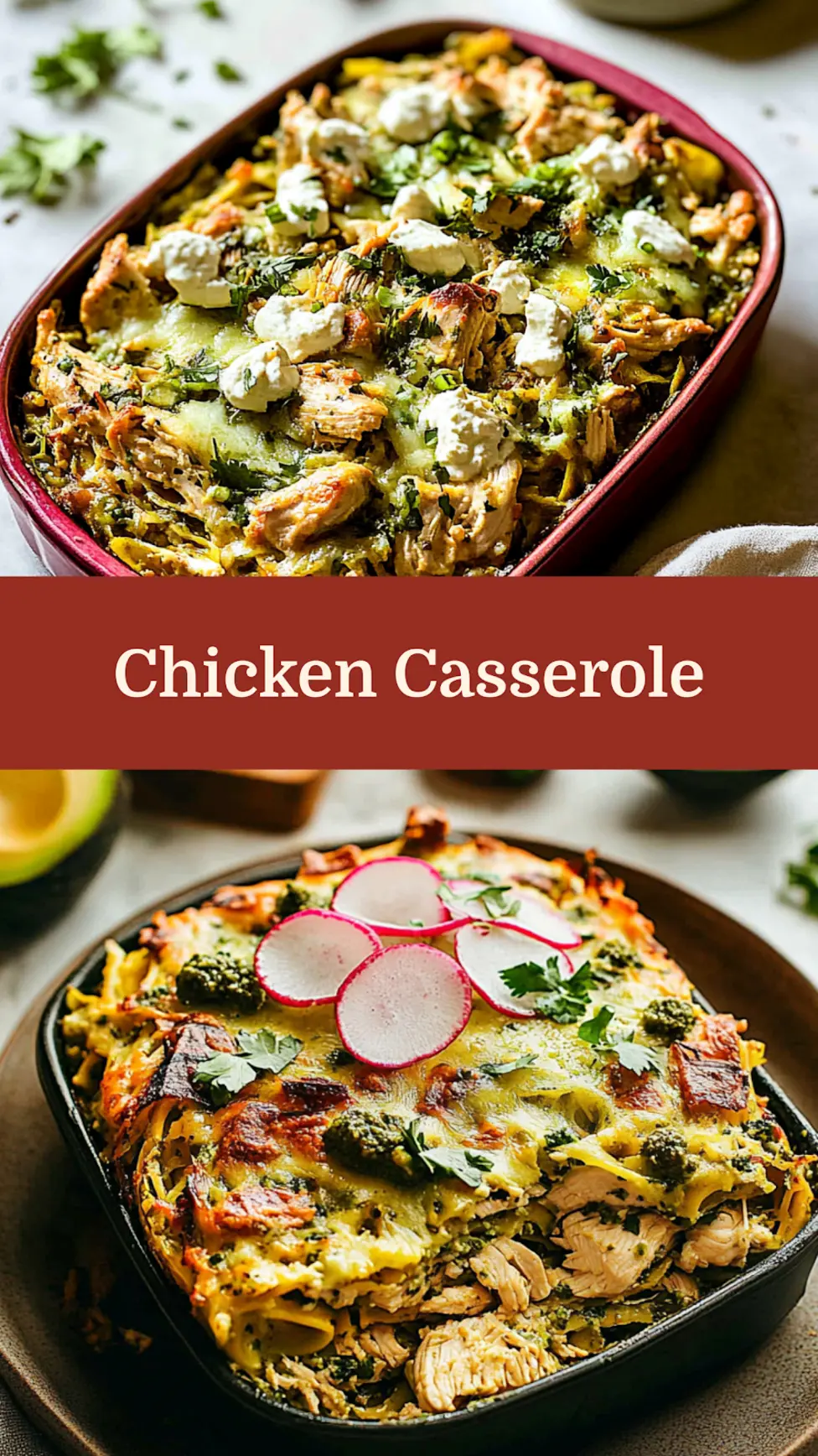 Salsa Verde Chicken Casserole Easy Weeknight Dinner 4 Salsa Verde Chicken Casserole centered hero view, clean and uncluttered
