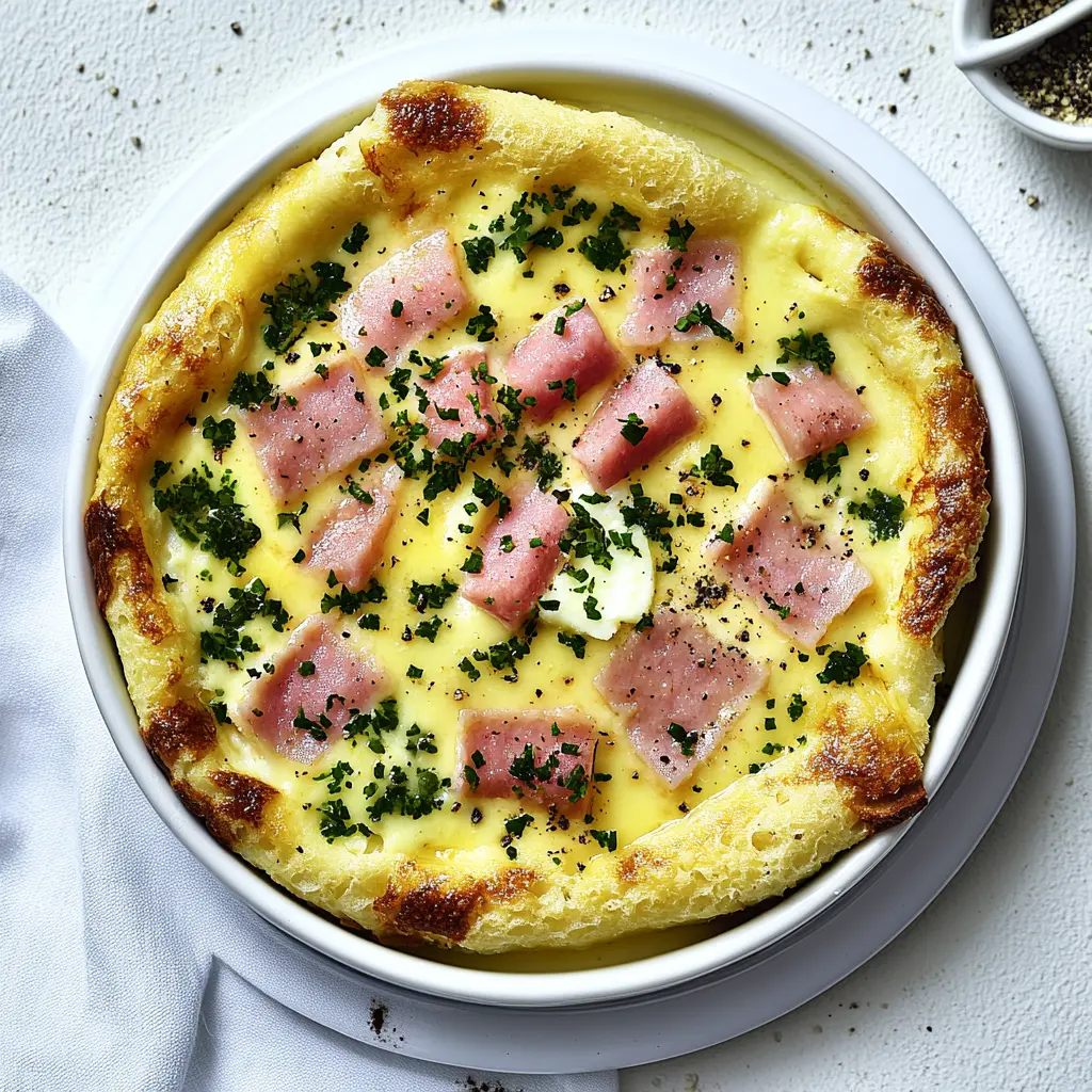 Savory breakfast crepes filled with scrambled eggs, spinach, cheese and tomatoes on a white plate