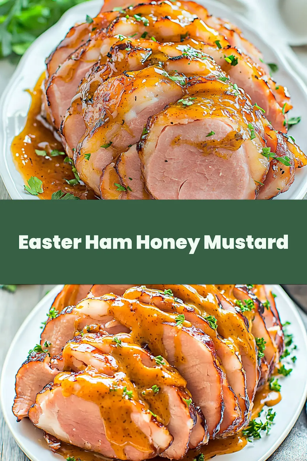Slow cooker Easter ham with honey mustard glaze, centered hero view, clean and uncluttered