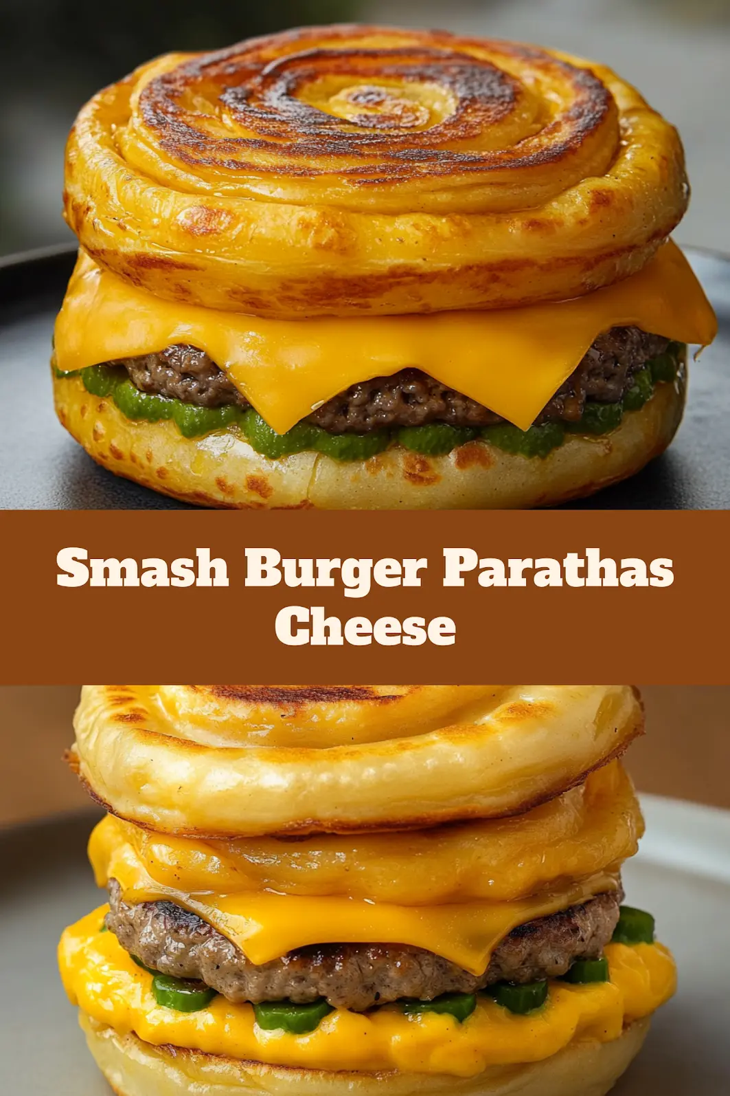SMASH BURGER PARATHAS CHEESE recipe, served and ready to eat, easy homemade dinner