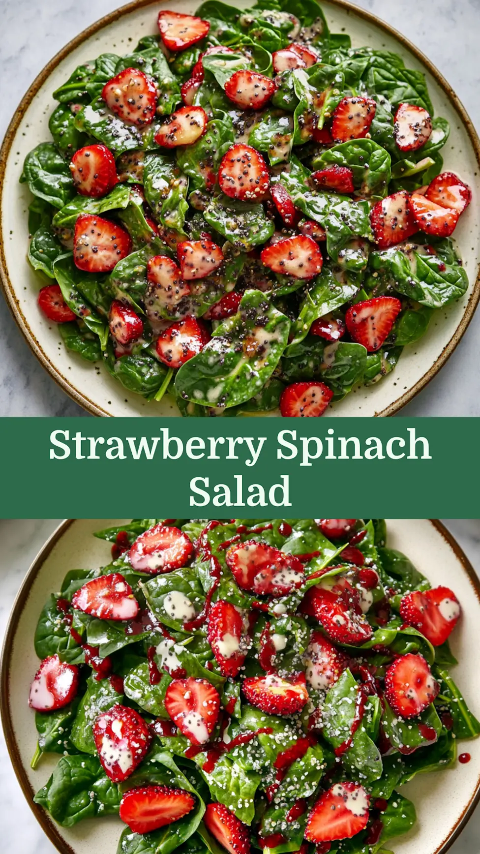 Strawberry Spinach Salad with Poppy Seed Dressing Easy Fresh Weeknight Meal 4 Strawberry Spinach Salad with Poppy Seed Dressing centered hero view, clean and uncluttered