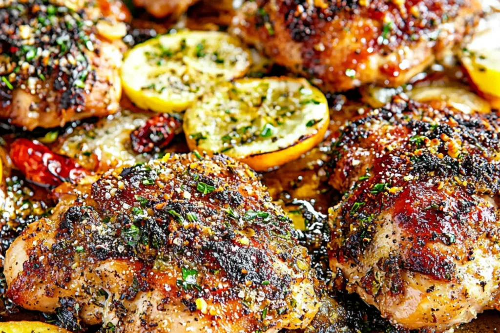 Sheet Pan Chicken recipe, served and ready to eat, easy homemade dinner