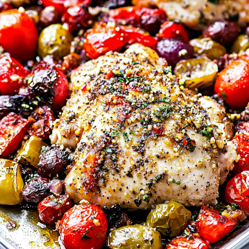 Sheet Pan Chicken recipe, served and ready to eat, easy homemade dinner