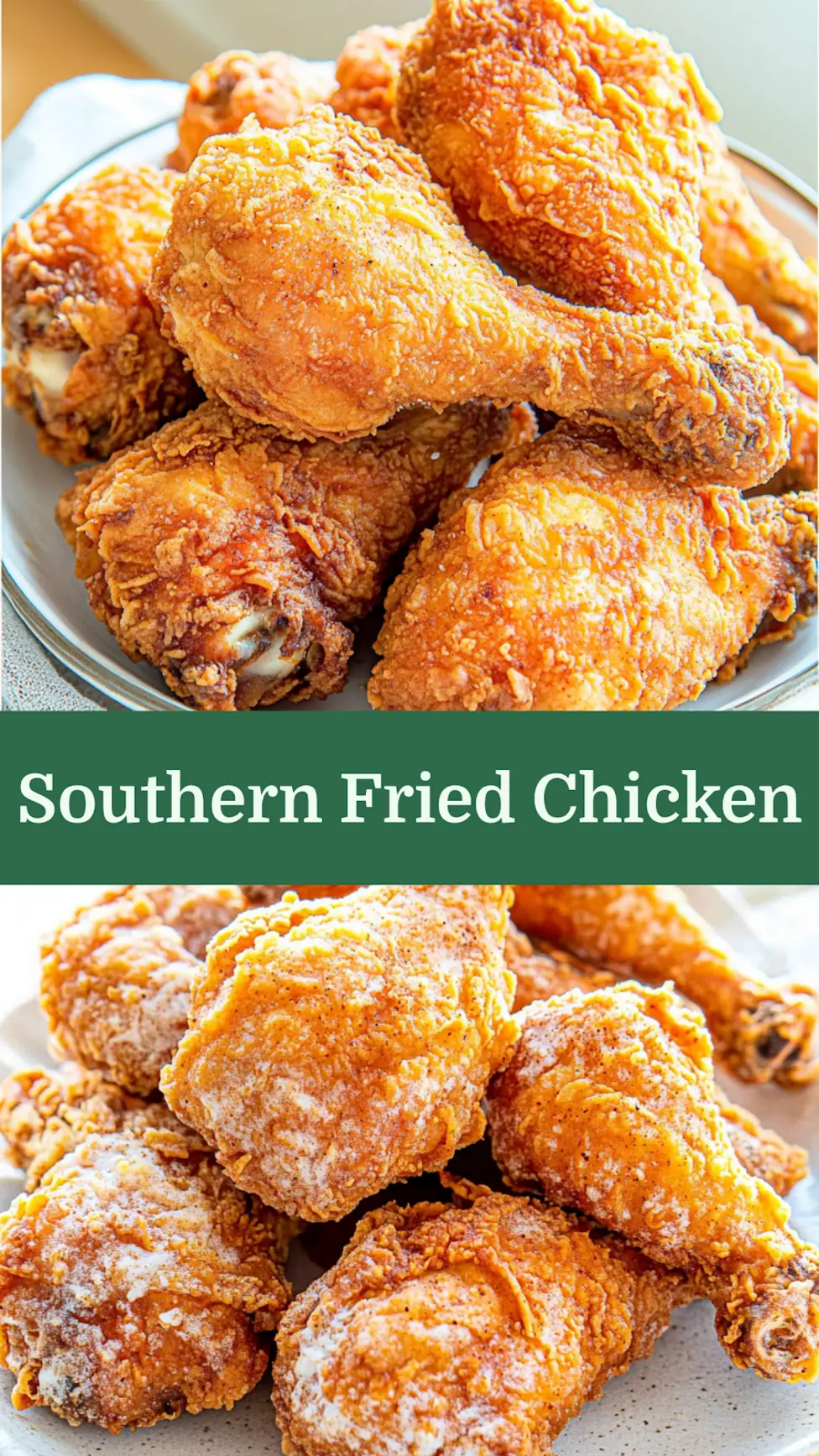THE BEST SOUTHERN FRIED CHICKEN centered hero view, clean and uncluttered