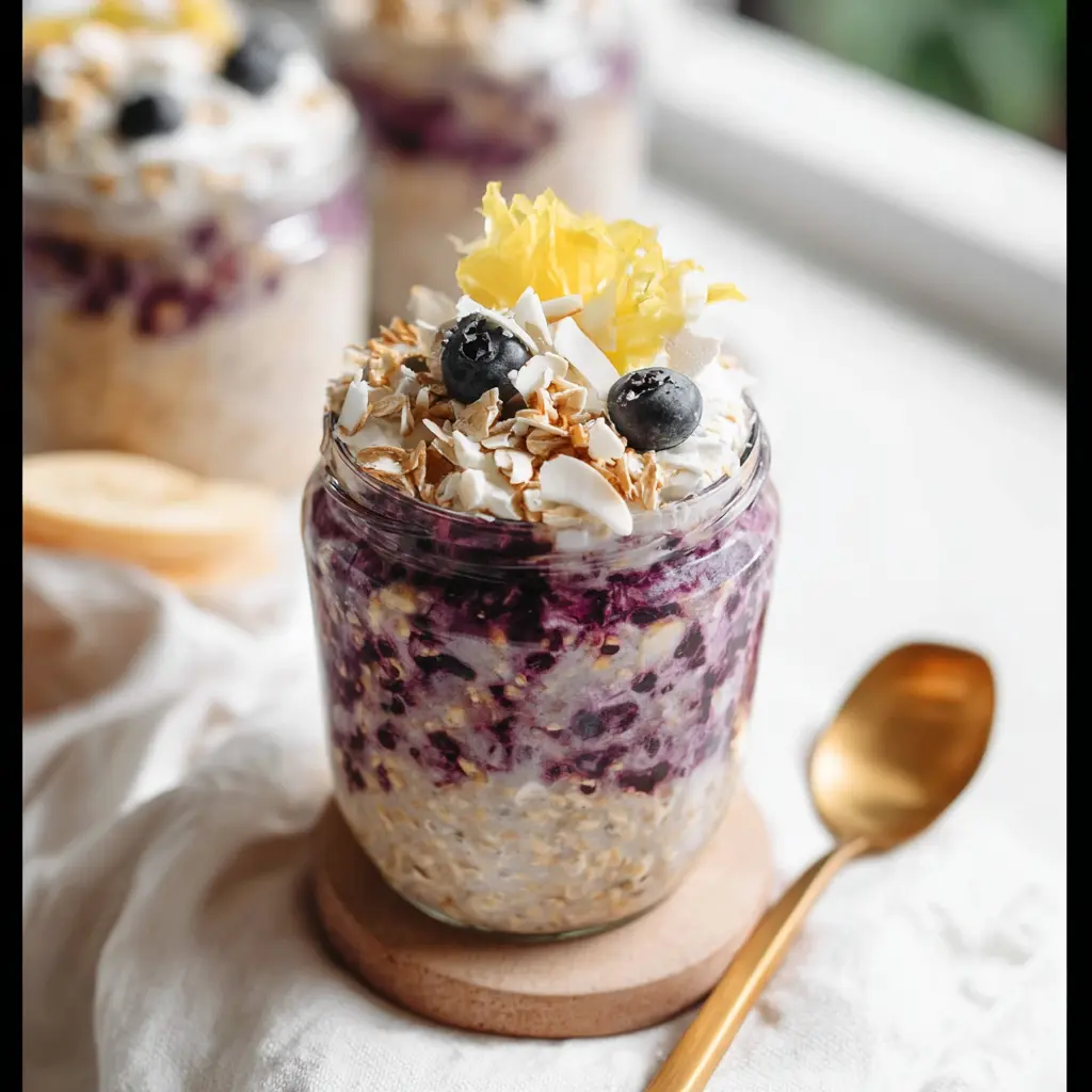 Anti Inflammatory Overnight Oats recipe, served and ready to eat, easy homemade dinner