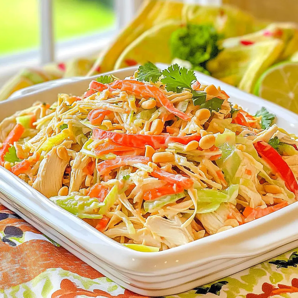 Chopped Thai Chicken Salad Peanut Lime Vibrant Fresh Recipe 2 CHOPPED THAI CHICKEN SALAD PEANUT LIME recipe, served and ready to eat, easy homemade dinner