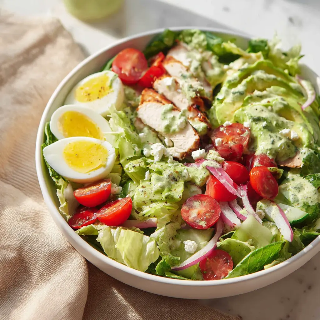 Copycat Panera Green Goddess Salad recipe, served and ready to eat, easy homemade dinner