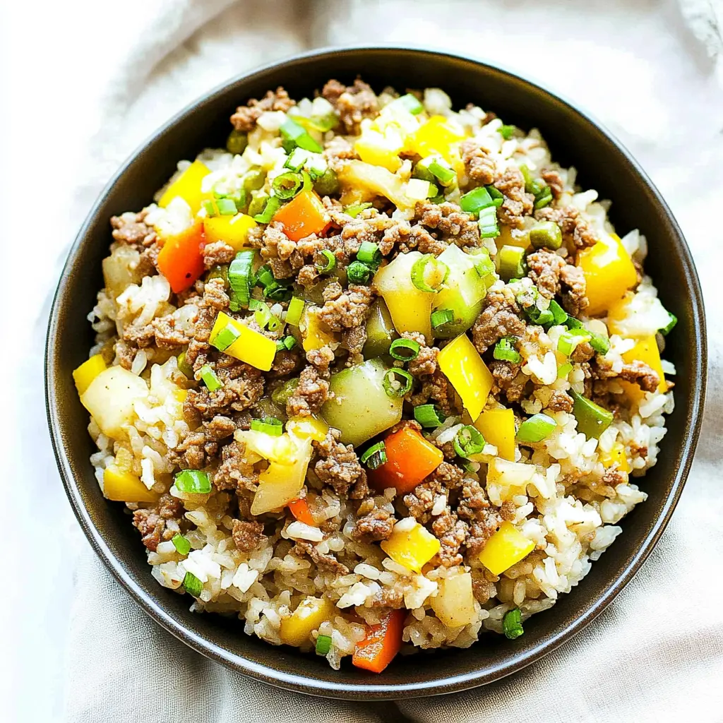 KOREAN GROUND BEEF RICE BOWL recipe, served and ready to eat, easy homemade dinner