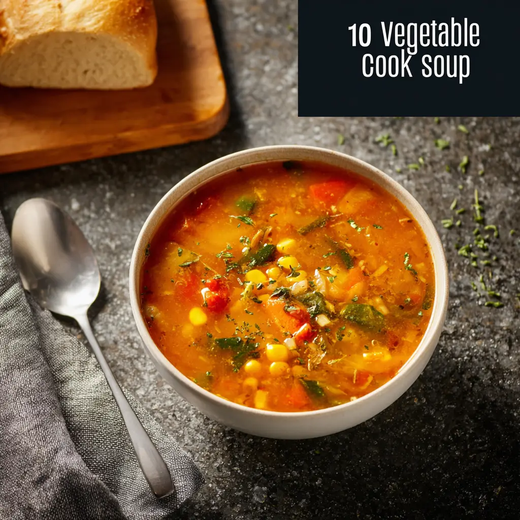 Panera Ten Vegetable Soup recipe, served and ready to eat, easy homemade dish