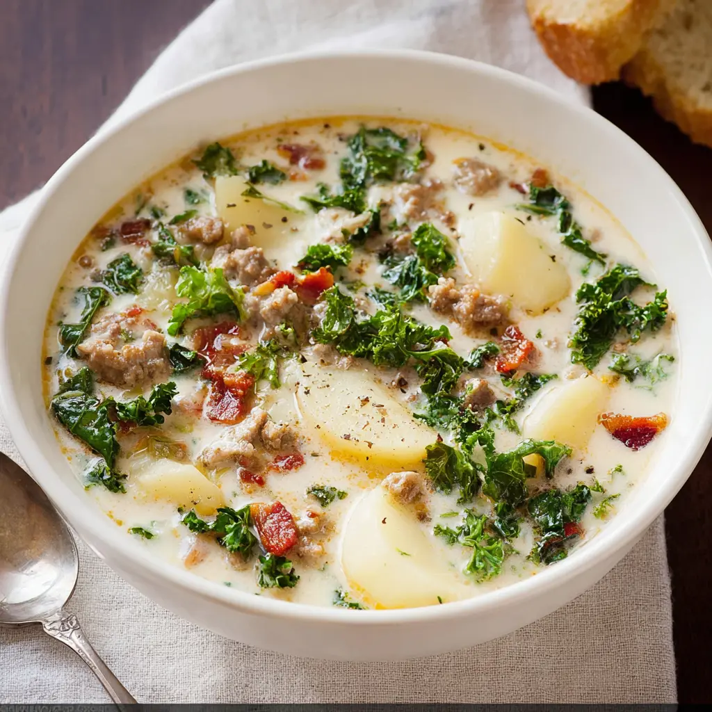 Zuppa Toscana Olive Garden Copycat recipe, served and ready to eat, easy homemade dinner