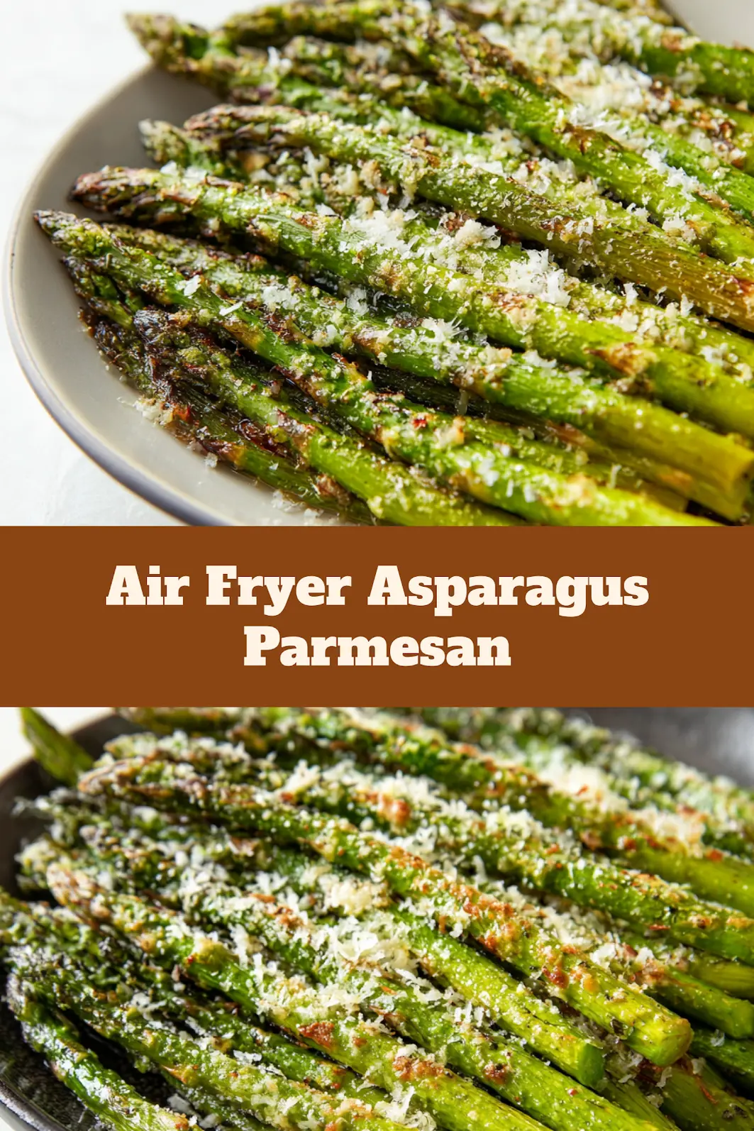 Air Fryer Asparagus Parmesan recipe, served and ready to eat, easy homemade dinner