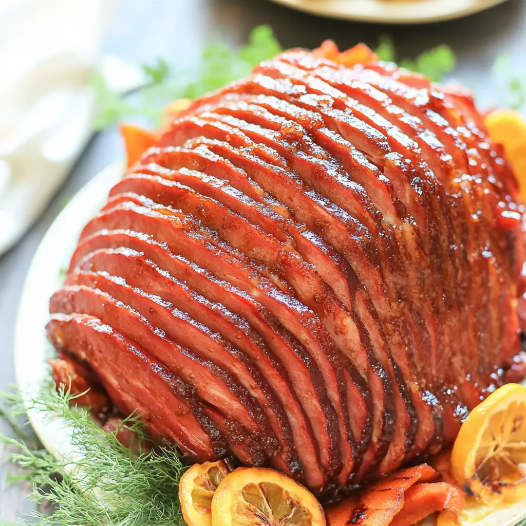 Air Fryer Brown Sugar Ham recipe, served and ready to eat, easy homemade dinner