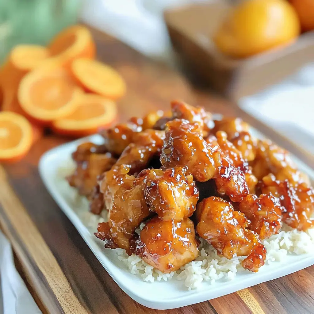 Air Fryer Orange Chicken recipe, served and ready to eat, easy homemade dinner