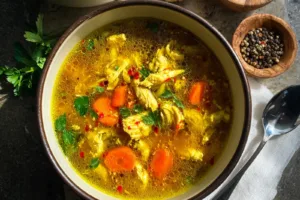 Anti Inflammatory Chicken Soup Turmeric Ginger Comforting Recipe Anti Inflammatory Chicken Soup Turmeric Ginger recipe, served and ready to eat, easy homemade dinner