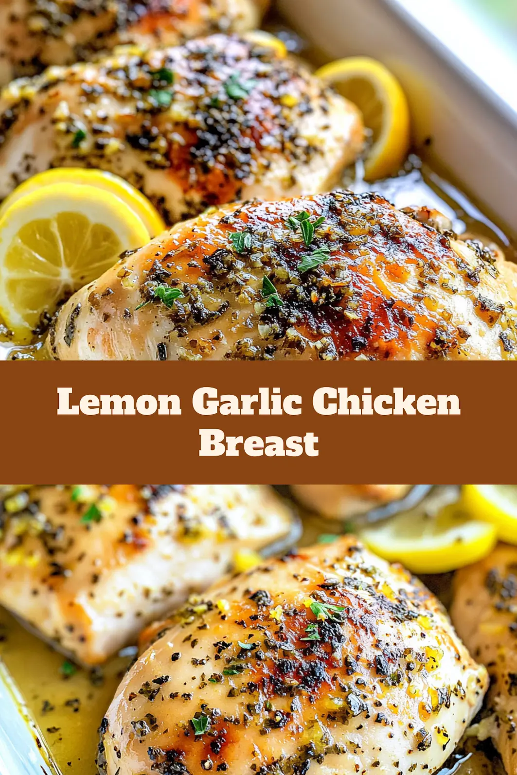 Baked Chicken Breast Lemon Garlic recipe, served and ready to eat, easy homemade dinner